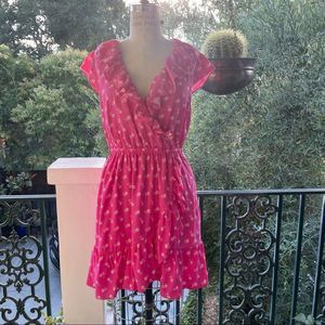 Pink Floral Ruffle Dress